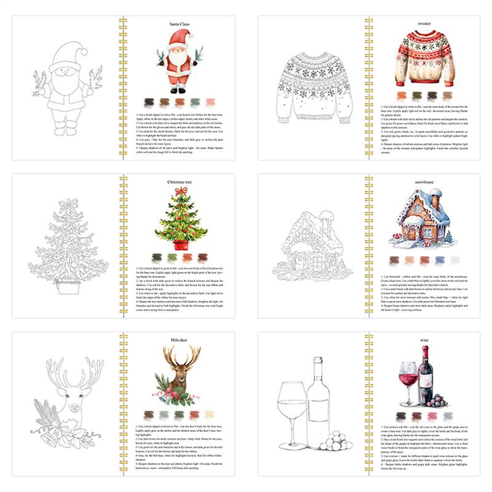 Art Craft Book - Beginner Watercolor Workbook Christmas Watercolor Workbooks