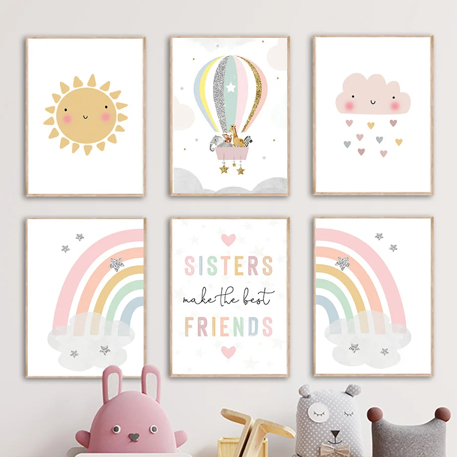 Art Craft Love - Giraffe Elephant Hot Balloon Sun Rainbow