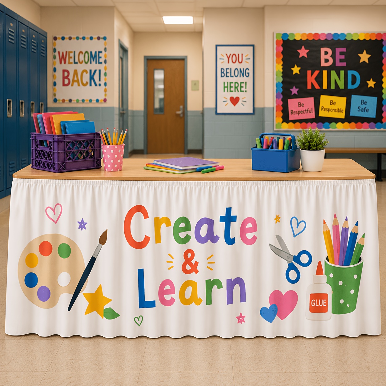 Art Craft Class - 1 tablecloth table skirt, creative learning