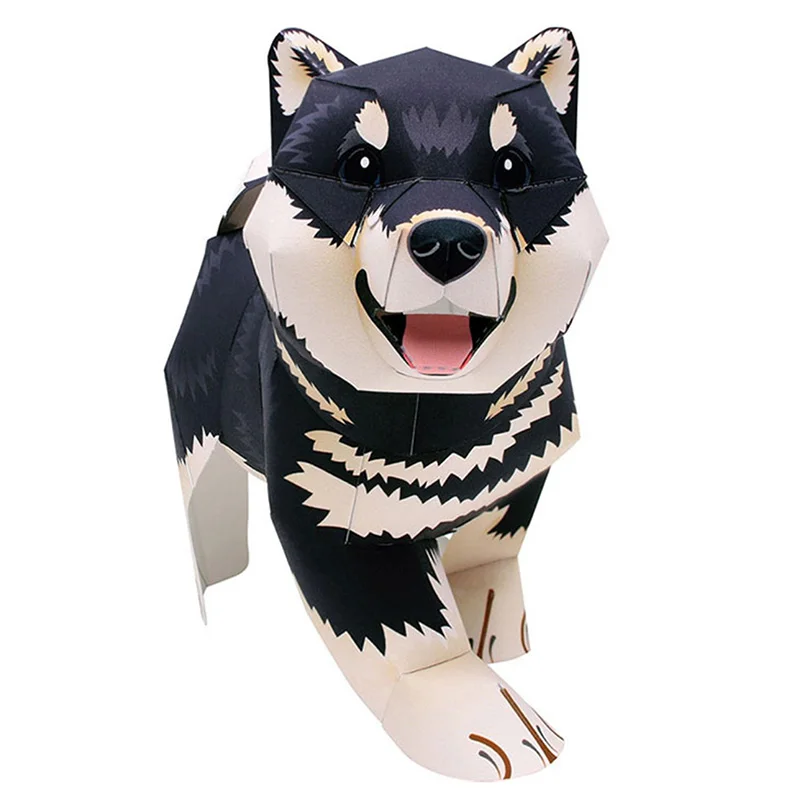 Art Craft Cardboard - Black Shiba Inu Dog Handmade Origami