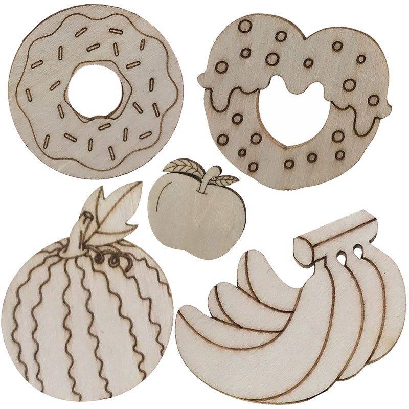 Art Craft Class - 100PCS Sweet Food Theme Unfinished Wood