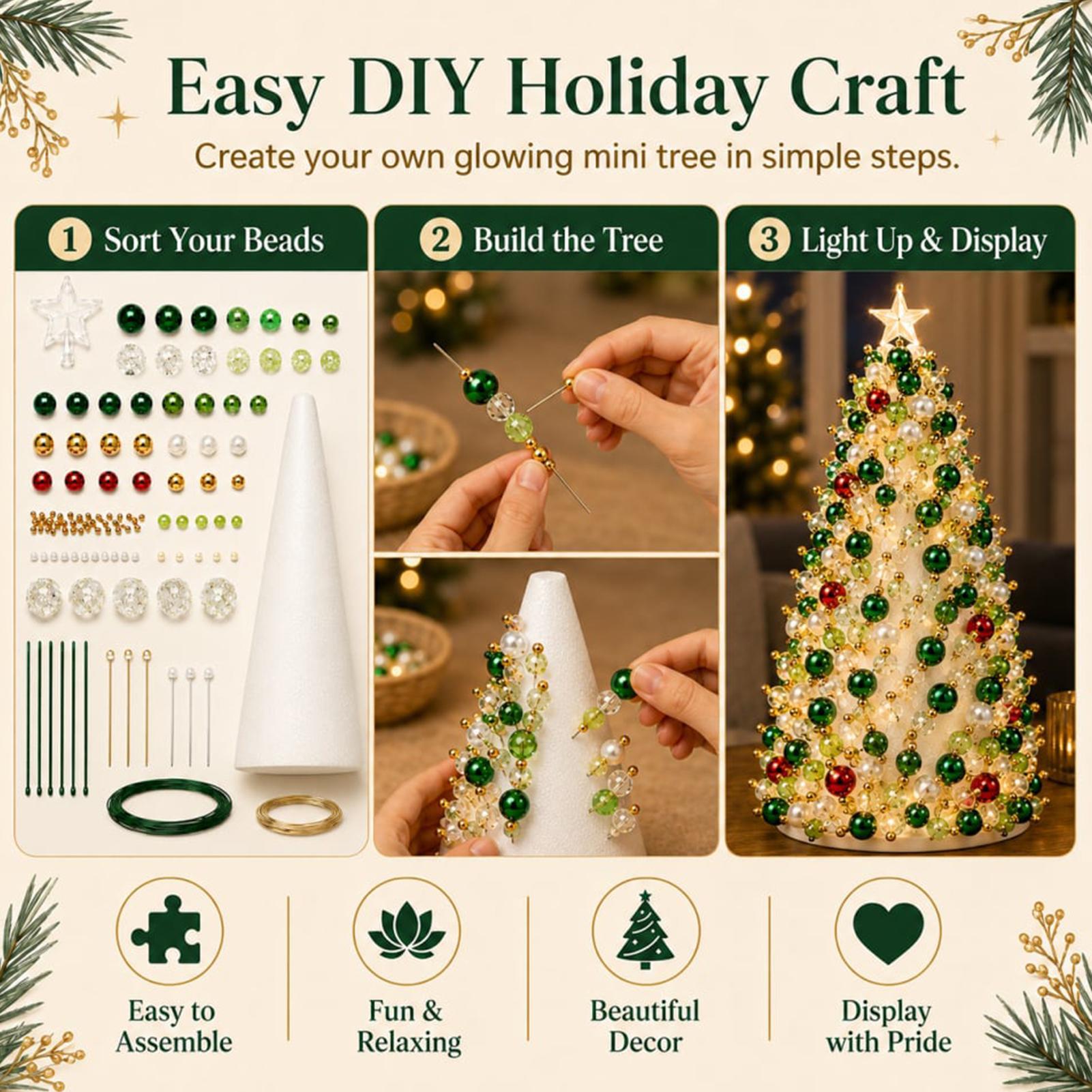 Art Craft Tree - Beaded Christmas Tree Kit DIY 3D