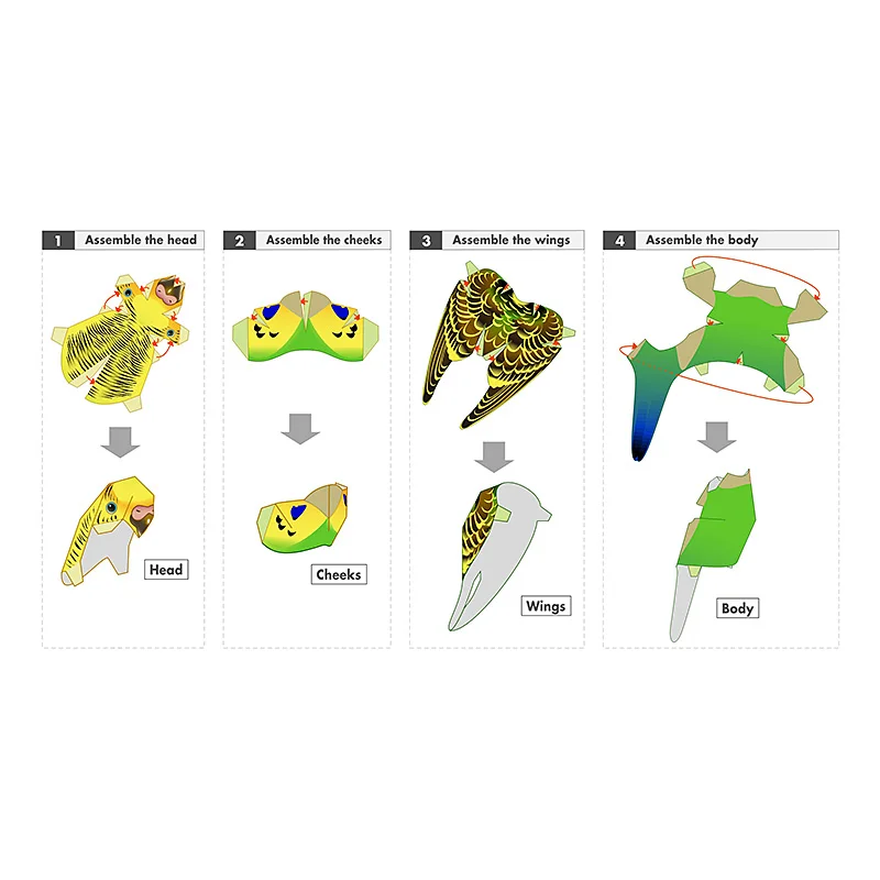 Budgerigar Parrot Bird Handmad - Art Craft Cardboard recension och pris